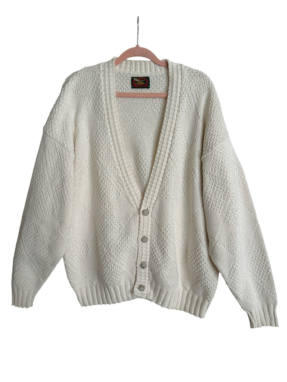 Vintage Fisherman Cardigan Oversized Grandpa Core Sweater USA Made Unisex Size L